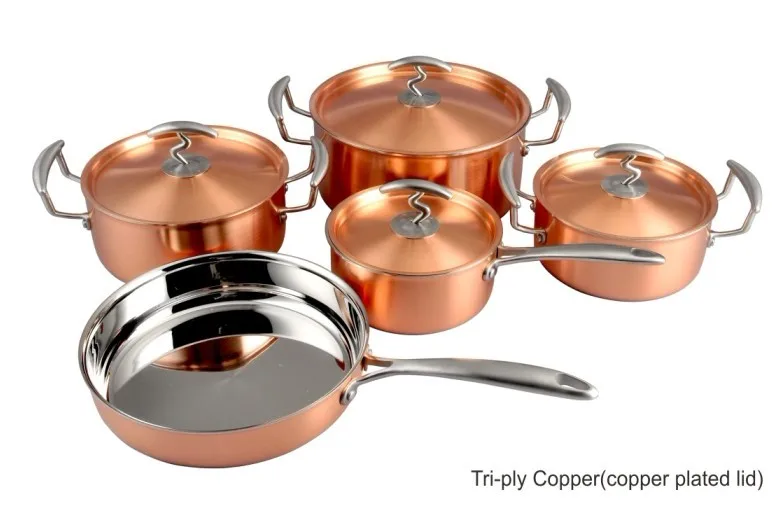Sa-12129 посуды приготовления плита индукции банк 3-ply tri-слойные медный нержавеющей стали набор посуды посуда