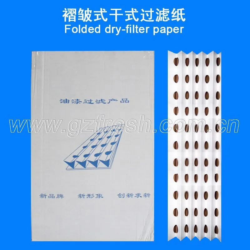 Folded dry-type painting filter paper used in spray booth