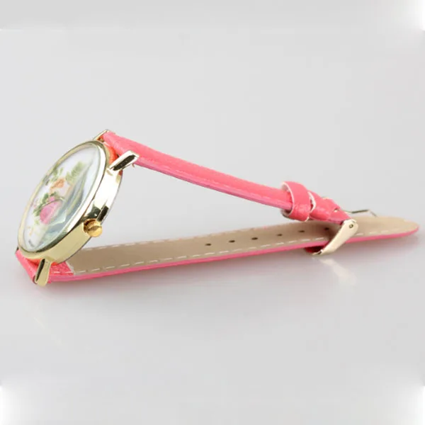 orologio donna Hot Leather Wrist Watches Flower Rose Pattern Watches For Women Gift Fashion Casual Wristwatch
