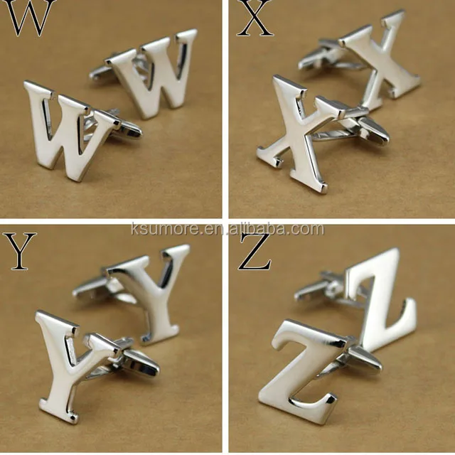 Letters Cufflinks Custom Blank Metal Silver Cufflink Manufacturer