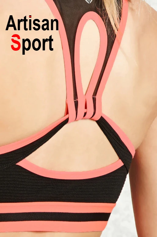 2018 Hot sale cutout back design contrast trim custom polyester spandex dry fit padded fitness bra high impact tube sport bra