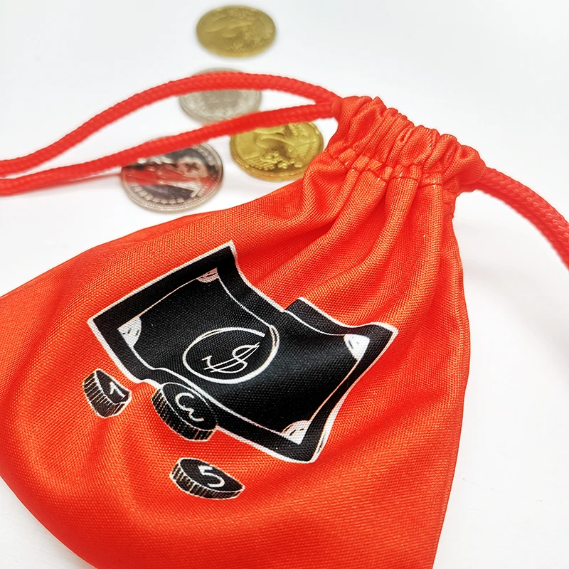 Custom logo printed coin bag sack with drawstring