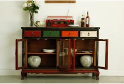 Antique finish China supplier distressed finish pastoral style solid wood buffet glossy paint buffet sideboard with drawers