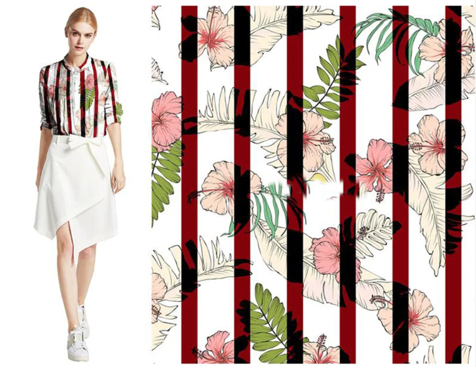 
New Products Digital Printed Custom Design Silk Habotai Fabric 