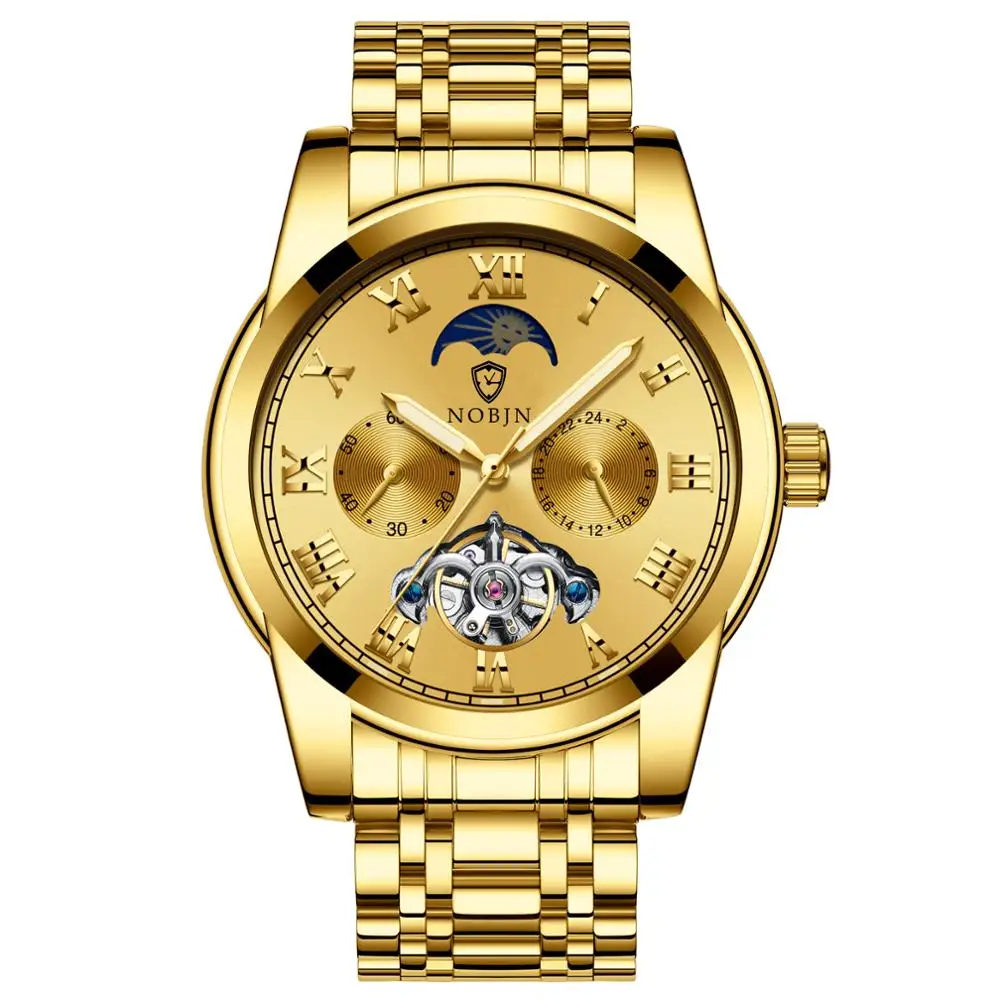 NOBJN wholesale  luxury automatic stainless steel watches for men wholesale fashion wristwatches
