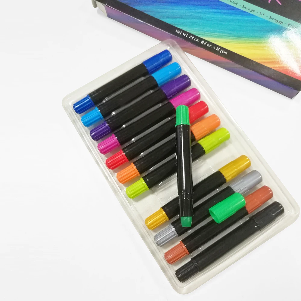 12 Temporary Color Hair Chalk Pens for Girls with Disposable Gloves and Cape Included