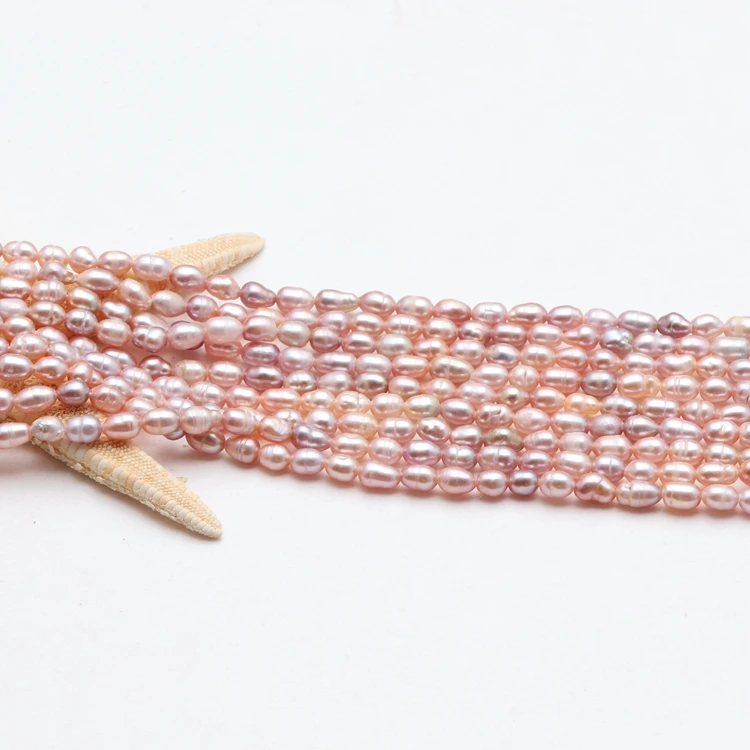 Cheap wholesale DIY 3mm natural pearl rice loose cultured freshwater pearls strand farm china