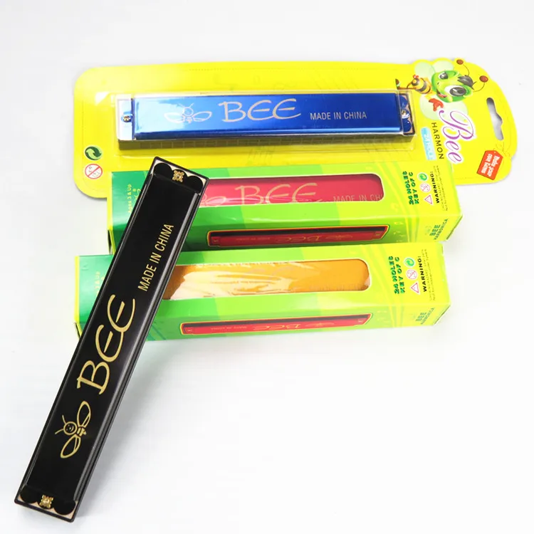 Bee brand 24 hole mouth organ harmonica colorful toy harmonica