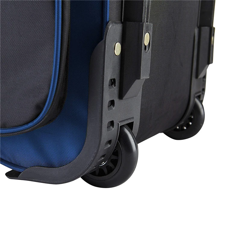 Large u-shaped opening travel suitcase In-line blade wheels trolley luggage bag