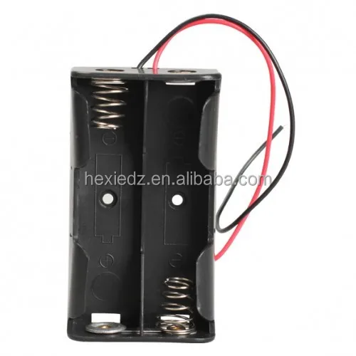 Plastic 2AA Double Battery Holder Box Case With Red And Black Wire Lead