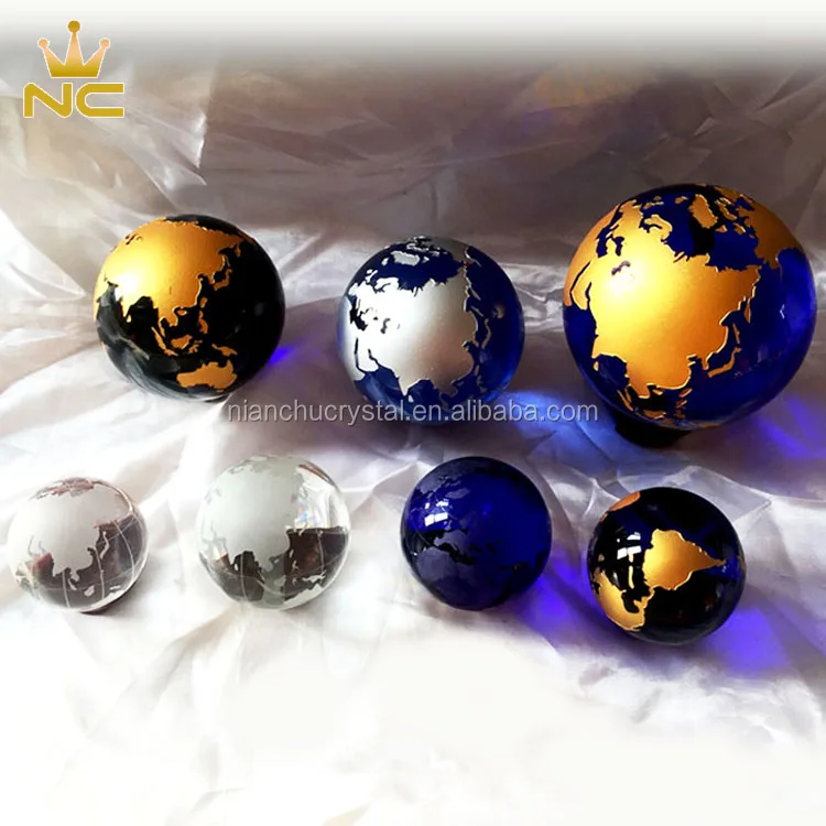 Decorative Round Ball Shaped Clear Glass World Globe Crystal Earth Globe