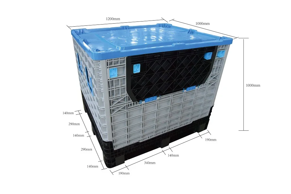 hot selling 2023 movable plastic pallet box collapsible fold able boxes with pallets for warehouse and storage puppose