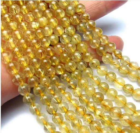 10mm round gold rutilated quartz beads rare natural stone loose beads