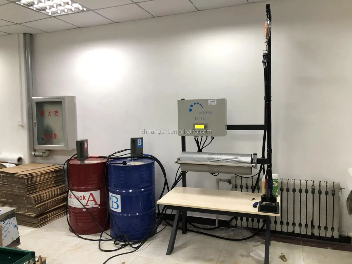 Portable expanding foam void fill packaging system