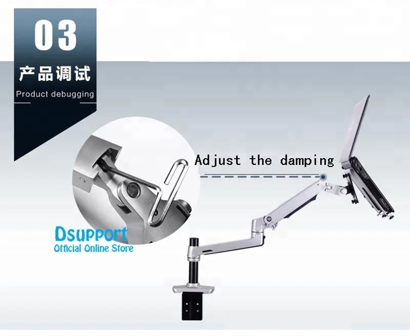 Aluminum Alloy Desktop Mount Ultra long Arm Dual-use Laptop Desk / Tablet Monitor Holder Mount Arm Full Motion Notebook Bracket