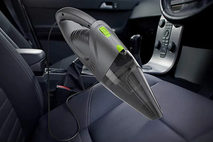 
Car Vacuum Cleaner 120W 4500 Pa DC 12 Volt Handheld Portable 1 Steel Washable Filter 2 Attachments Carry Bag 16 Foot Power Cord 