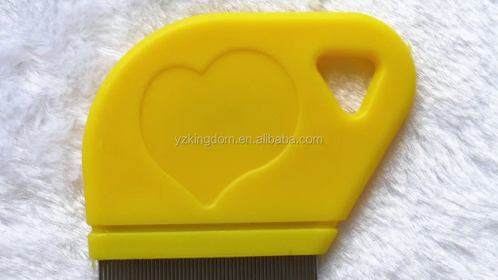 Heart Shape Plastic Handle Nit Lice  Flea Comb With Stainless Steel Teeth