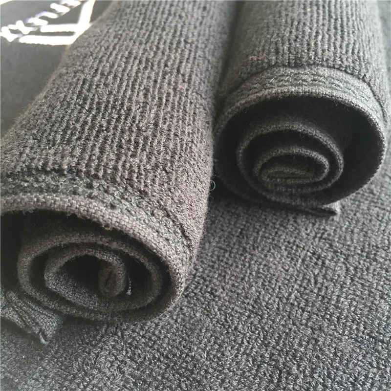 Black cotton washcloth with embroidery custom logo