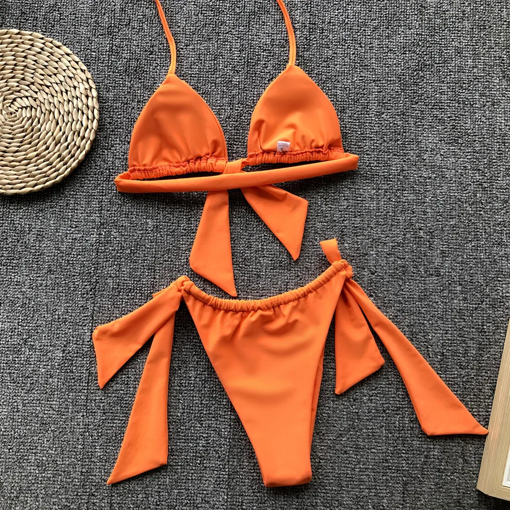 
Wefans 2019 Newest design Triangle Thong Micro Bikini solid color simple top sexy easy young girls bikini 