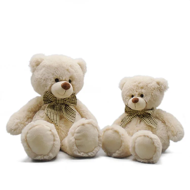 Cute Design Ivory Color Plush Teddy Bear with Bowtie