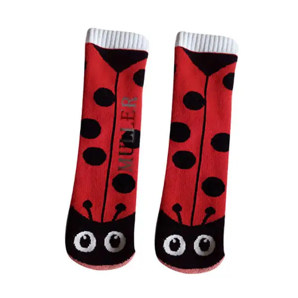 Funky Non Slip Baby Girl Slipper Socks with Lovely Ladybugs