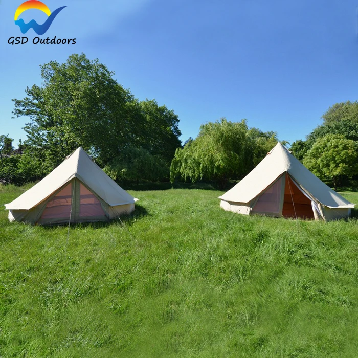 GodsWord Outdoor Single Layers Luxury Camping Tent Outdoor Flame Retardant Canvas Glamping Bell Tent Family Hotel Bell Tent
