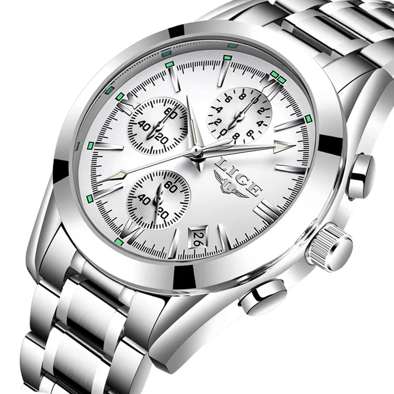 Luxury LIGE Brand Men Watches Quartz Wristwatch Male Chronograph Sports Business Wrist Watch