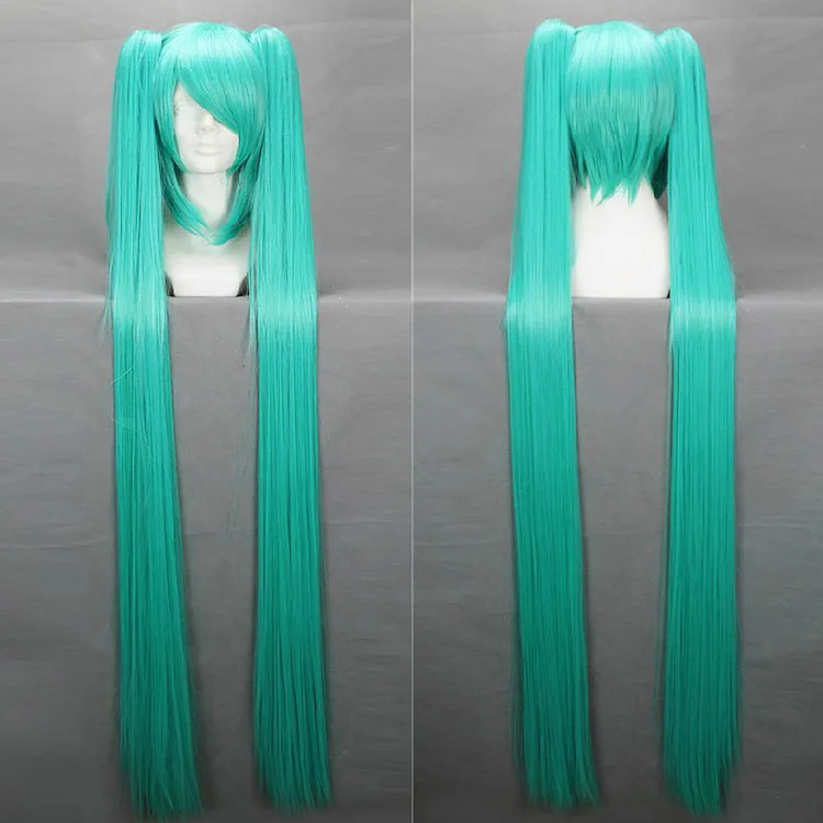 Synthetic long cosplay wig with 2 ponytail miku cosplay wig