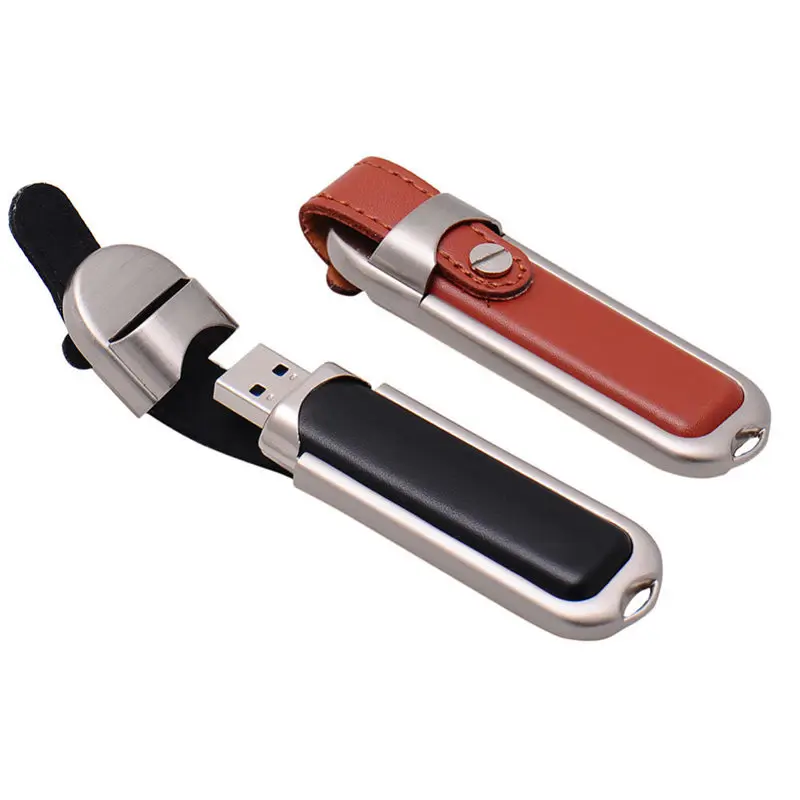 High-end USB 3.0 Flash Pen Drive leather  Memory Stick Free custom brand logo