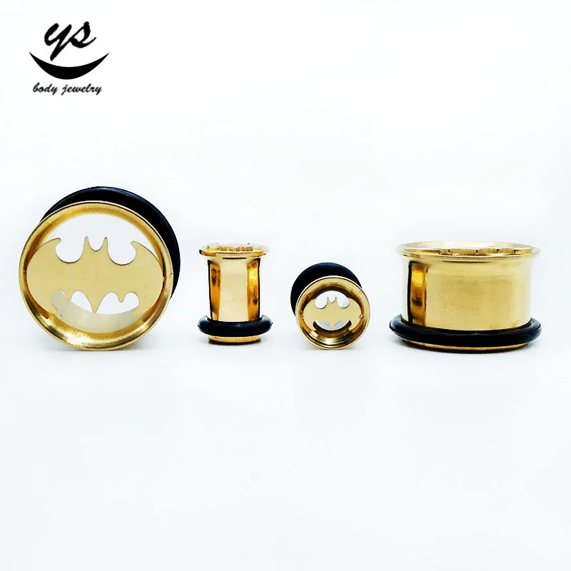rubber hollow bat single flare tunnel plugs piercing jewelry