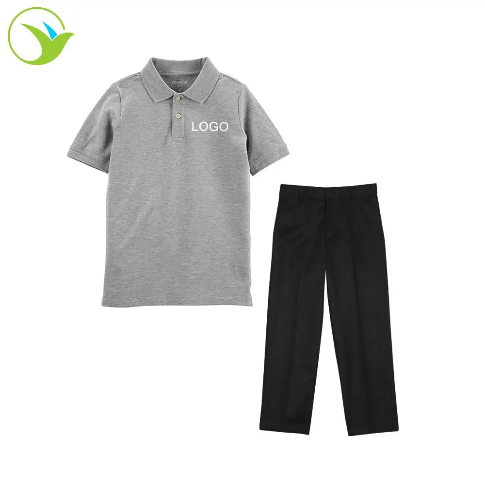 
Kid Custom Cotton Twill Boys Children Primary School Uniform Polo T-Shirt / Pants Uniform For School Children 