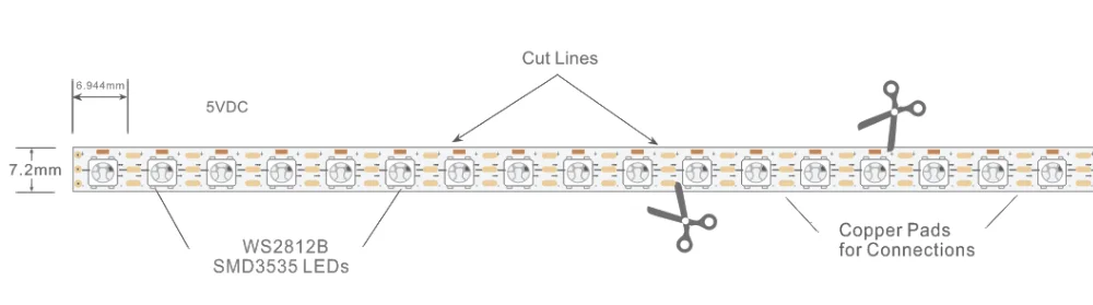 
ws2812b mini smd3535 rgb pixel led strip 30/60/144 LED per meter 