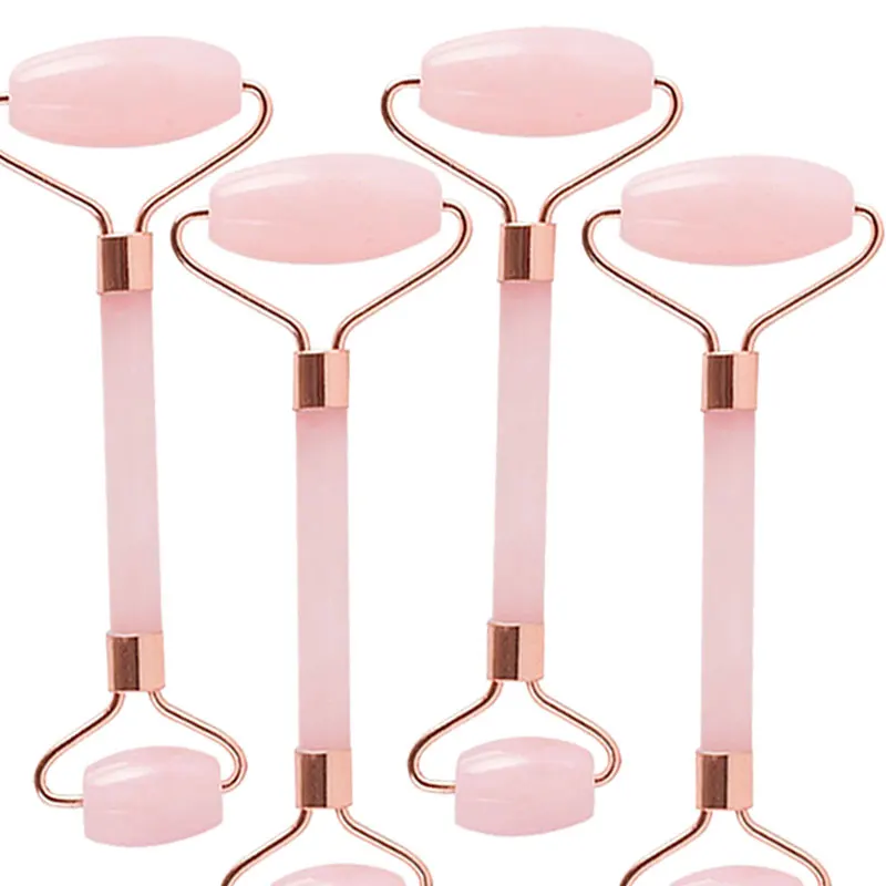 Высококачественный 100% натуральный нефритовый роликовый массажер из розового кварца для лица с коробкой