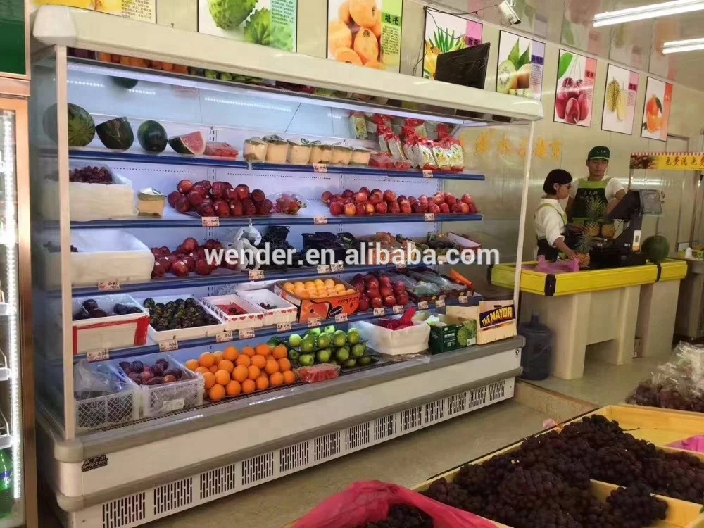 Commercial Supermarket Refrigeration Equipment Customize All Size Open Cooler Showcase