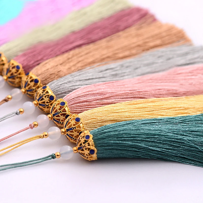 LONGJIE Tassel supplier hand-woven 140mm Nylon Tassel used for decorative clothing leather bags hang tassel curtain hanging Tass