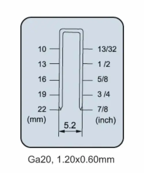 J422 Air/Pneumatic Narrow Crown 10-22mm Ga20 Stapler/Staple gun