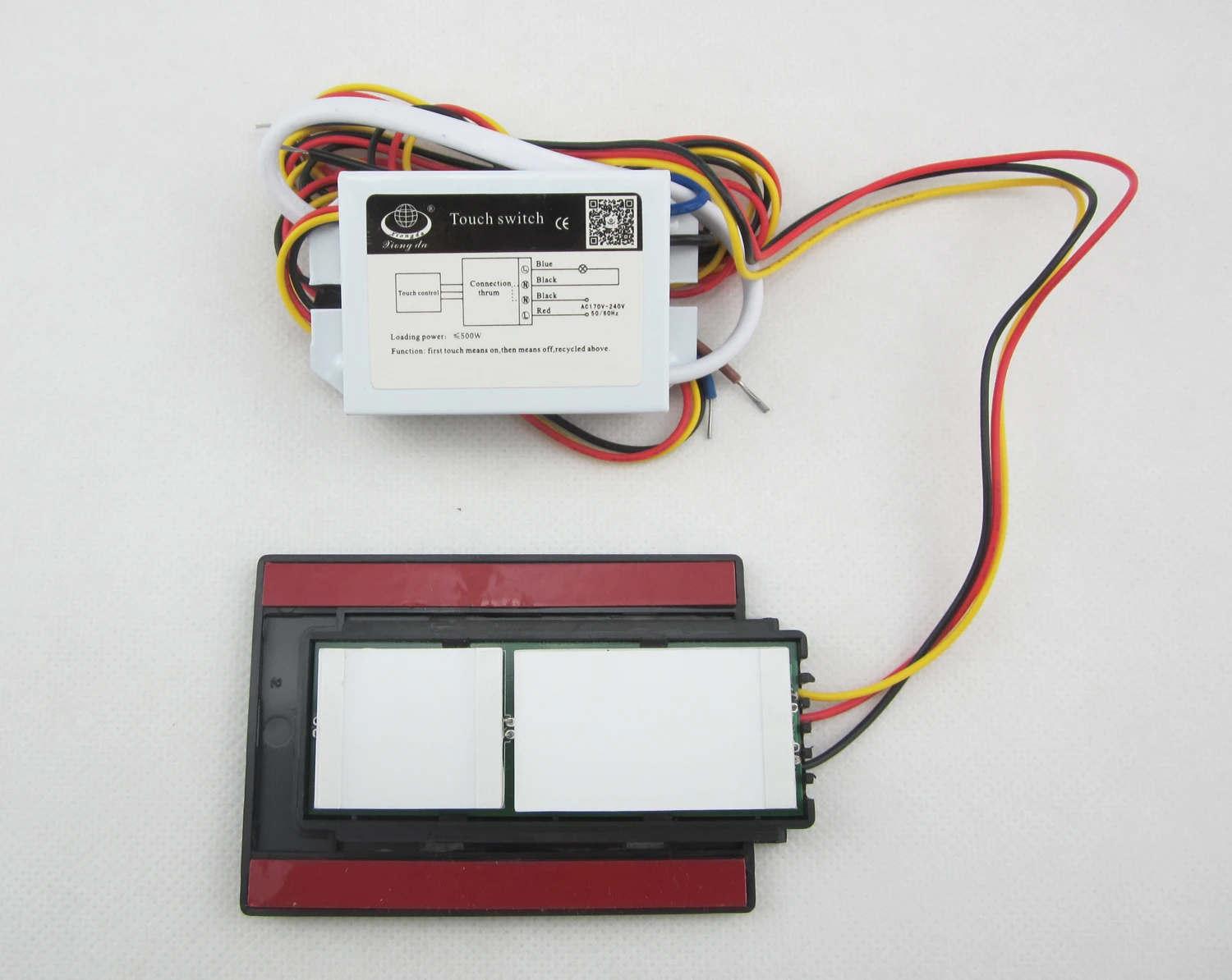 220V glass touch sensor light switch with 2 colors indicator on/off touch sensor switch