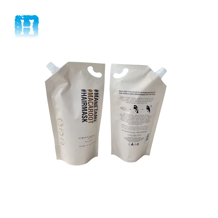 Brown Corner Spout Bag / White Matte Stand Up Liquid Soap Packaging Pouch With Spout