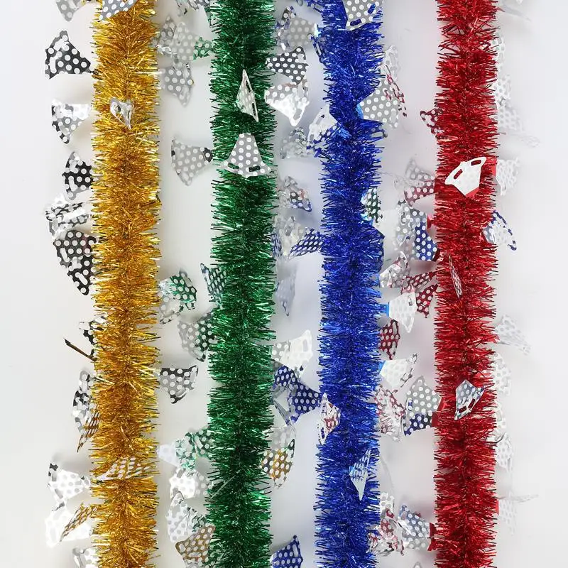 Металлическая Серебристая ПВХ Рождественская мишура, звезда мишура, проводные гирлянды
