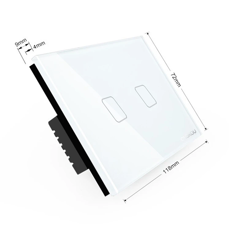 Cnskou Useful US smart switch 2gang 1way glass panel energy saving home automation light switch with SCR and 200w/gang