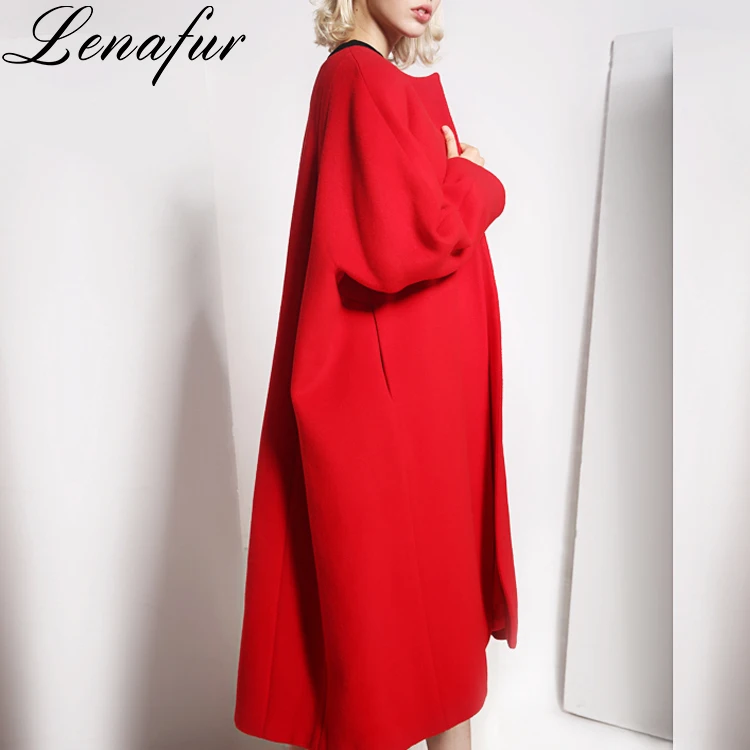 New design red Double Face Cashmere Wool Women Winter Coat