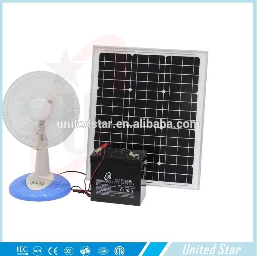 Home Appliances Blade Solar Powered Table Fan Eco Life 3 Plastic 12V Orange Blue Green Black Yellow 8 Hours CE Rohs - 16inch