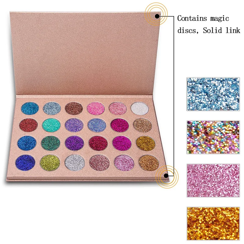 private label  high pigmented glitter 26mm high pigment makeup 24 colors eyeshadow palette