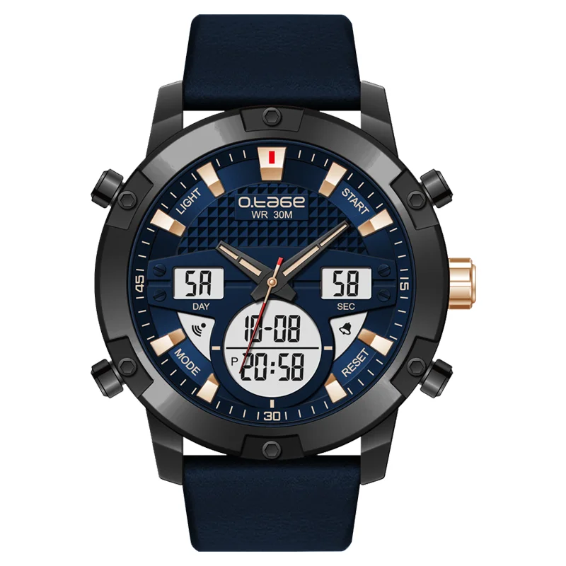 Часы мужские цифровые, водонепроницаемые аналоговые кварцевые, из нержавеющей стали, с ЖК-дисплеем