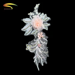 Wholesale 3d flower embroidered swiss voile lace in switzerland fabric beads bridal