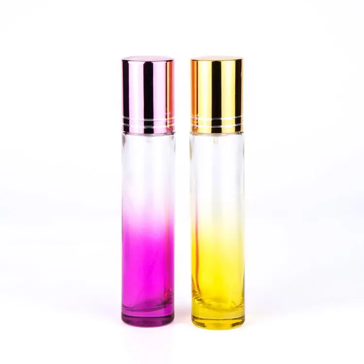 Beautiful new 50ml empty cylinder shape spray pump 50 ml gradient cylindrical thick perfume glass bottle