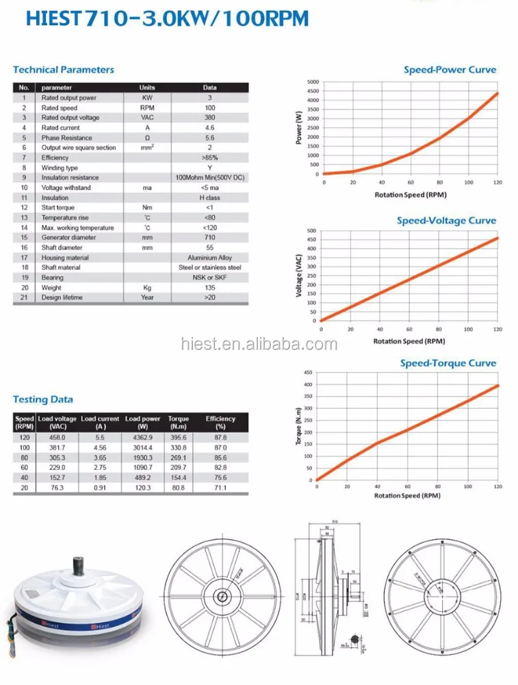 2KW Wind/hydro/Solar Generators Coreless Axial Flux Permanent Magnet Generator
