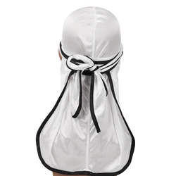 Novos homens da Moda Cetim Headwear Tampo Do Crnio do Motociclista Bandana Durags Homens Doo Rag Durag Sedoso Chapu Turbante