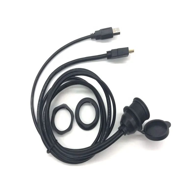 waterproof Car Boat Lead Mounting Dash Flush Mount panel USB 2.0 3.0 A  Male to Female audio video Extension Cable