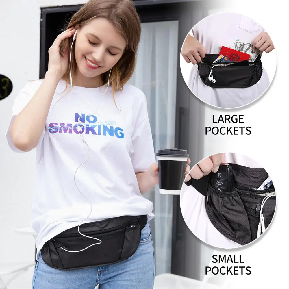 YIPINU Travel Money Belt  RFID Blocking Passport Holder for Men Women Waist Bag